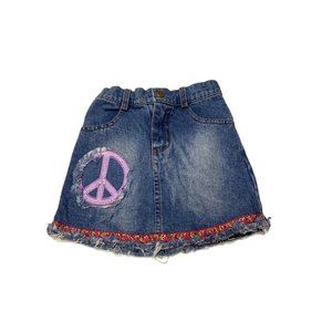 Bling Denim Girls Blue Fringe Peace Jean Skirt 2T